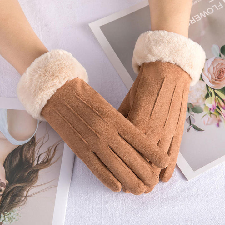 Windproof Womens Gloves - Touchscreen Faux Suede, Winter