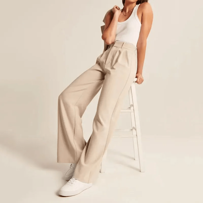 Pleated Trousers for Women, High-Quality Relaxed Fit Pants with Sophisticated Design, Versatile for Casual and Formal Wear