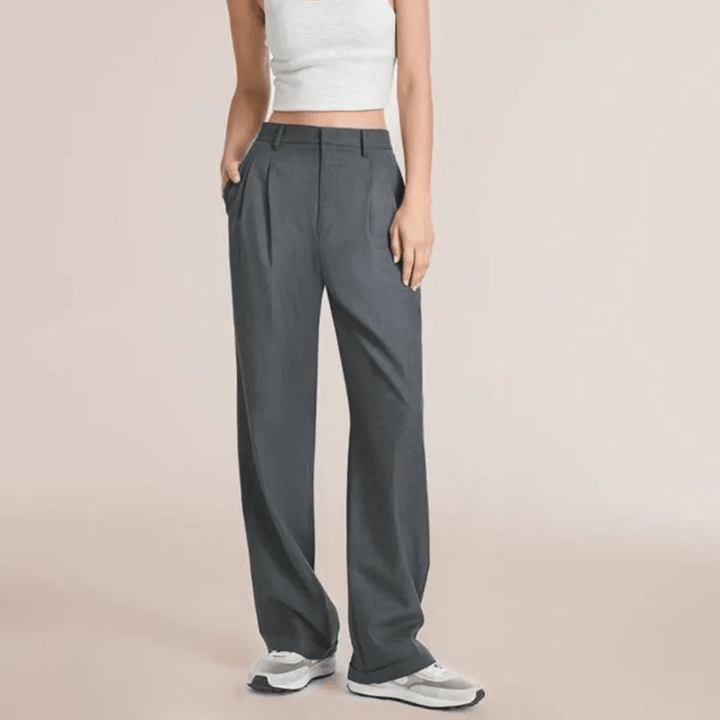 Pleated Trousers for Women, High-Quality Relaxed Fit Pants with Sophisticated Design, Versatile for Casual and Formal Wear