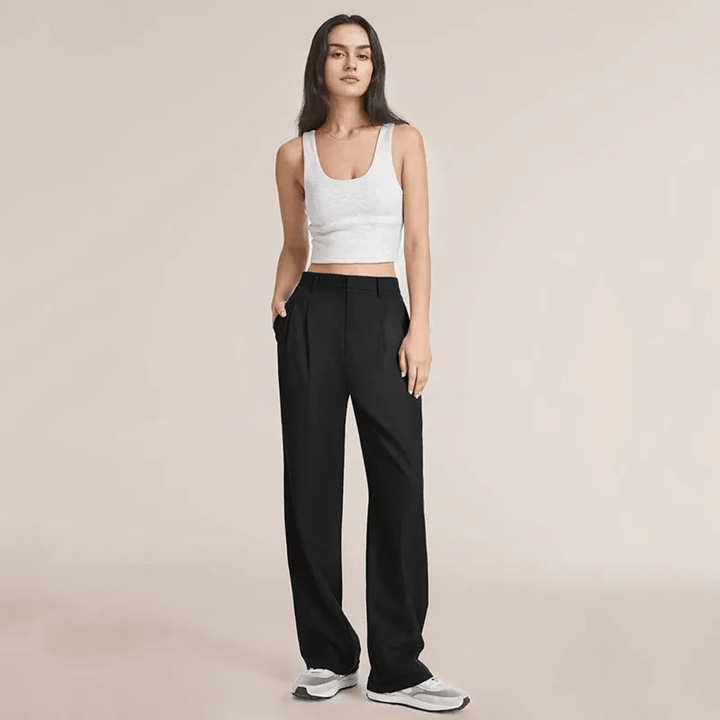 Pleated Trousers for Women, High-Quality Relaxed Fit Pants with Sophisticated Design, Versatile for Casual and Formal Wear