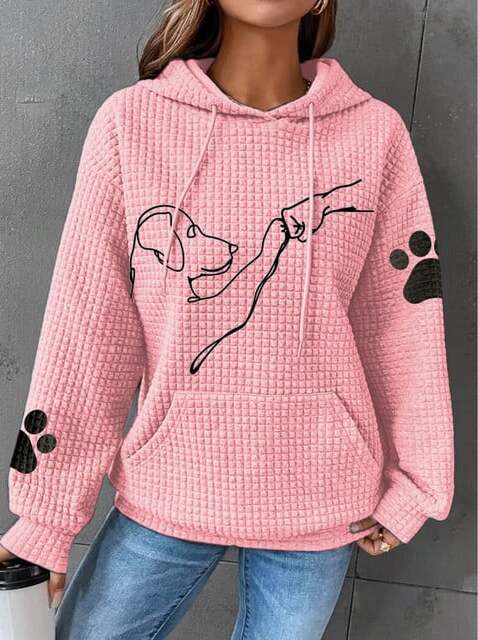 Warm Womens Hoodie - Relaxed Oversized Waffle Knit Casual