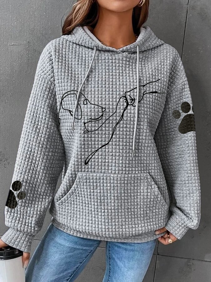 Warm Womens Hoodie - Relaxed Oversized Waffle Knit Casual