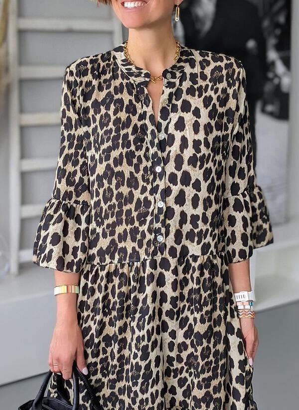 Stylish Leopard Print Summer Dress for Women, Elegant Plus Size Dresses M to 2XL, Comfortable High-Quality Fabric