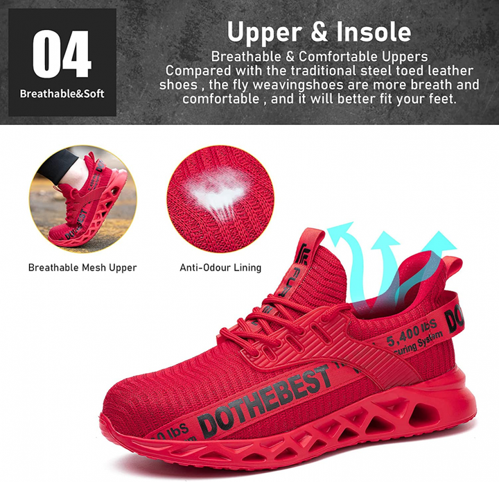 Ultralight Breathable Non-Slip Safety Shoes with Steel Toe and Kevlar Sole for Enhanced Comfort and Protection
