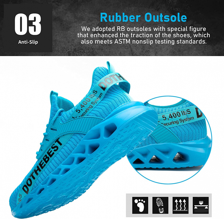 Ultralight Breathable Non-Slip Safety Shoes with Steel Toe and Kevlar Sole for Enhanced Comfort and Protection