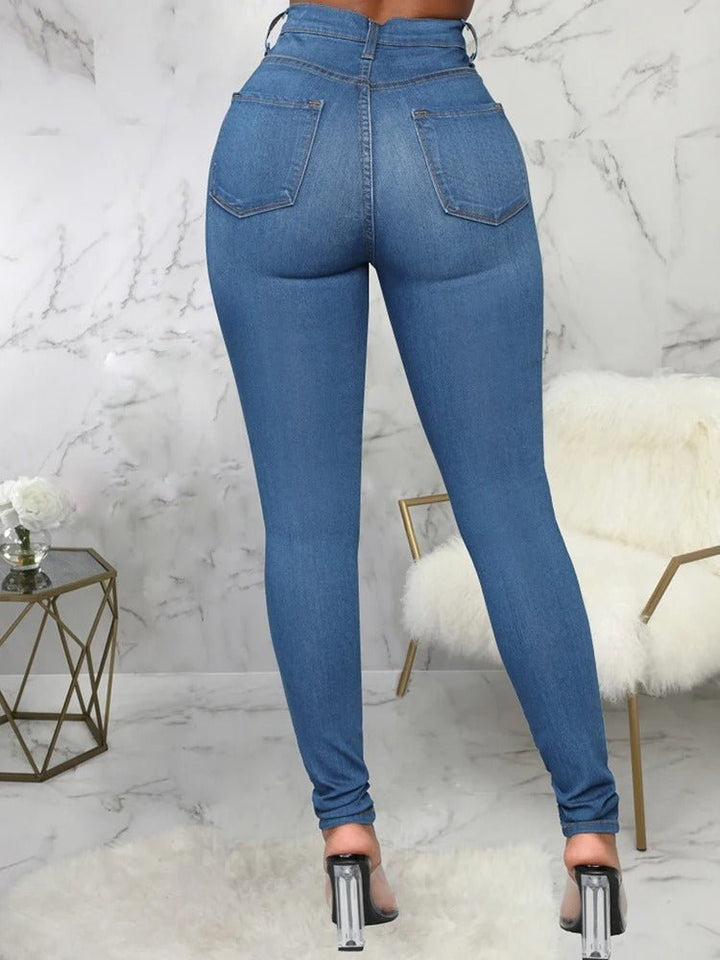 High Waist Skinny Stretch Jeans for Women, Comfortable Fit, Versatile Blue, Black, Grey, Sizes XS-XL