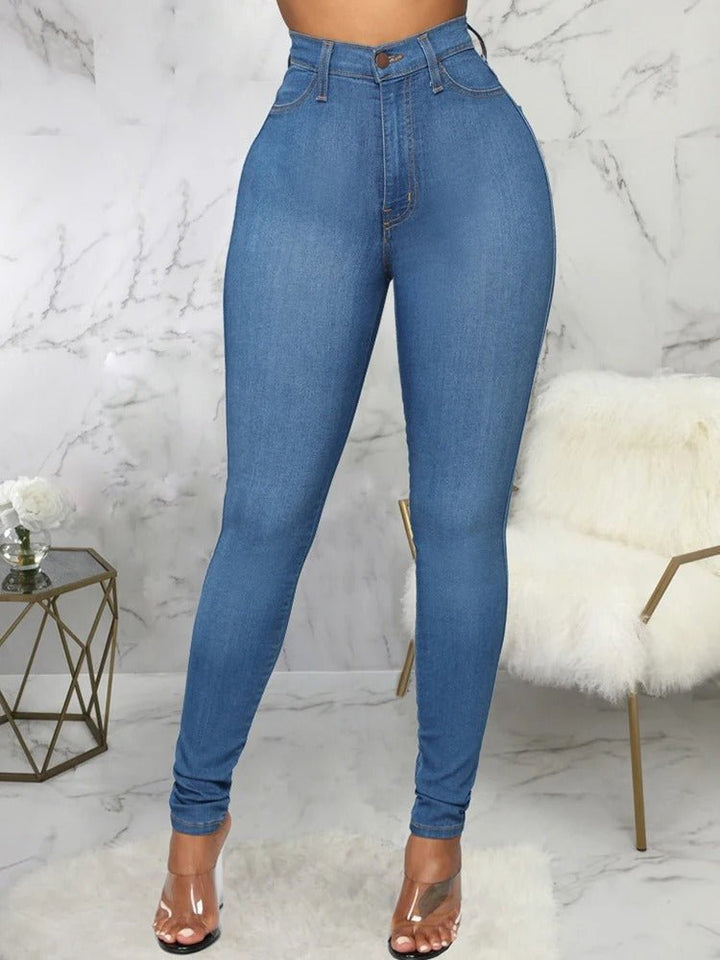 High Waist Skinny Stretch Jeans for Women, Comfortable Fit, Versatile Blue, Black, Grey, Sizes XS-XL