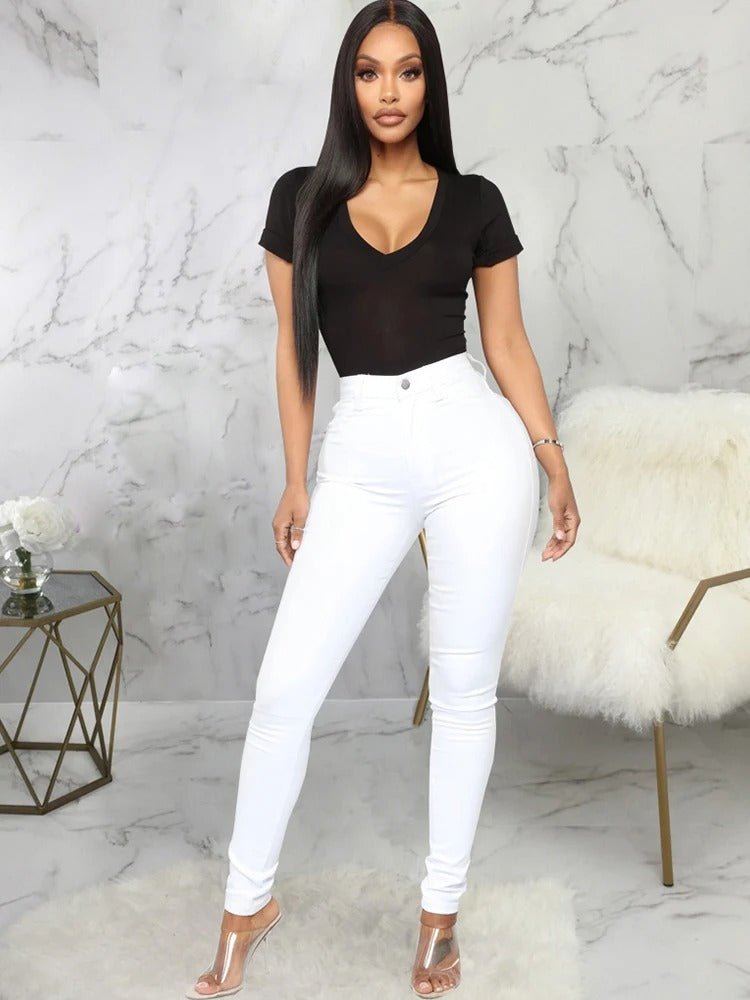High Waist Skinny Stretch Jeans for Women, Comfortable Fit, Versatile Blue, Black, Grey, Sizes XS-XL