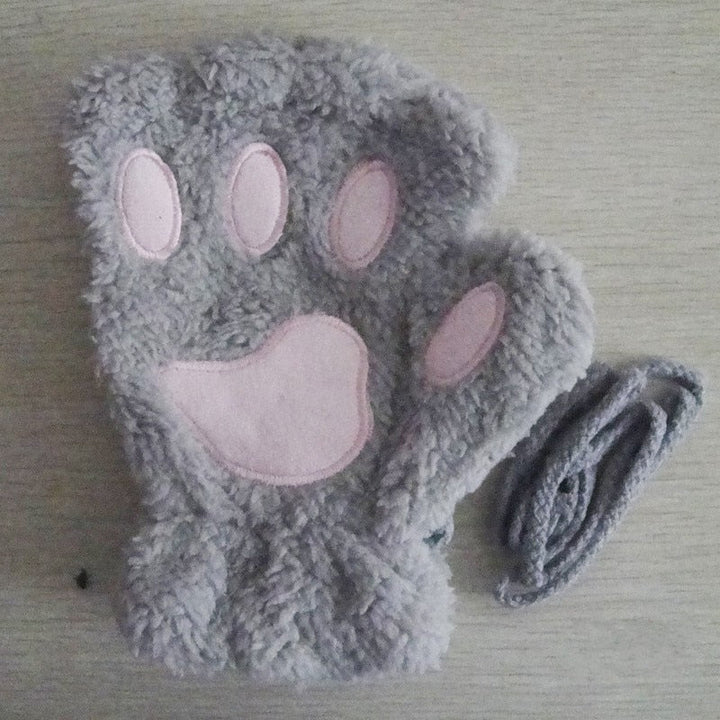 Soft Cozy Women Fingerless Gloves - Cat-Claw Fleece Winter
