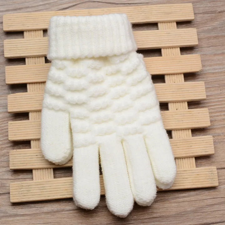 Stretchy Womens Knit Gloves - Stretch-Fitted, Wool Blend
