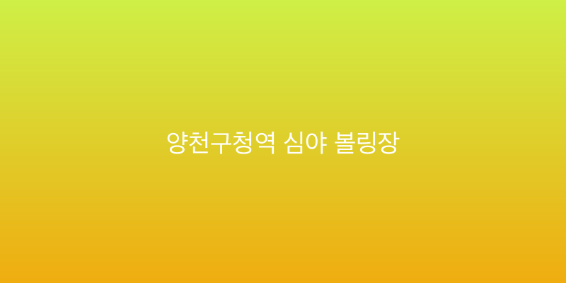 양천구청역 심야 볼링장