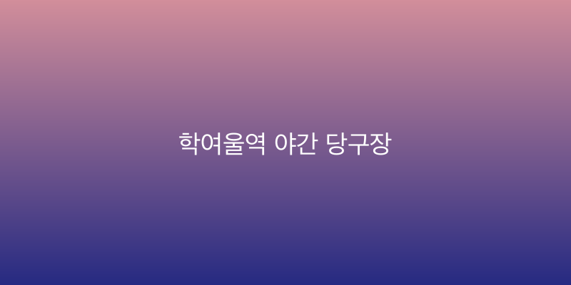 학여울역 야간 당구장